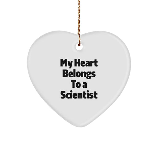Funny Scientist Gifts from Men for Women - My Heart Belongs To A Scientist Heart Ornament Christmas Unique, Scientist Heart Shaped Decorations - Image 1