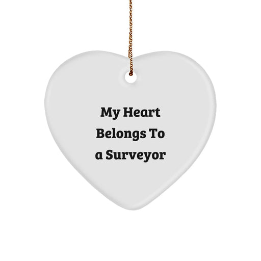 Funny Surveyor Gifts for Him - My Heart Belongs To A Surveyor Heart Ornament Christmas Unique - Image 1