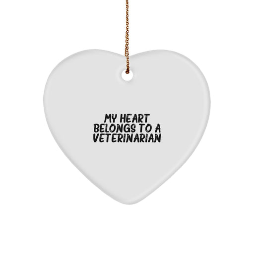 Veterinarian Gifts from Family - 'My Heart Belongs To A Veterinarian' Christmas Heart Ornament - Image 1
