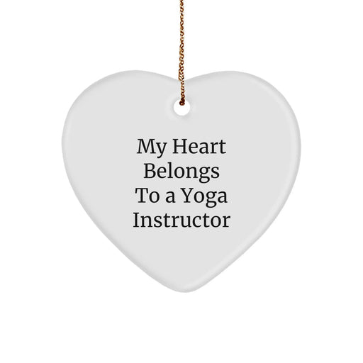 Funny Yoga Instructor Gifts from Men to Friends - 'My Heart Belongs To A Yoga Instructor' Heart Ornament for Christmas - Image 1