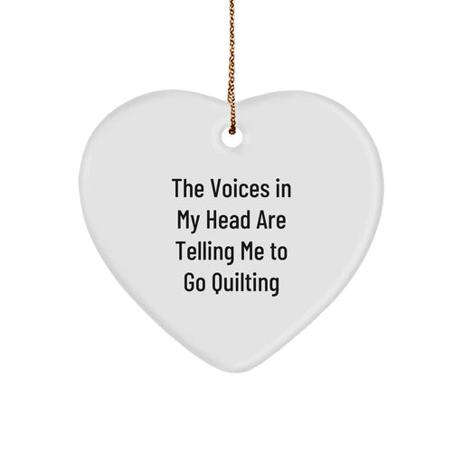 Funny Quilting Gifts from Friends for Quilting Lovers - The Voices In My Head Are Telling Me To Go Quilting Christmas Ornament - Image 1