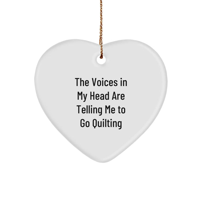 Funny Quilting Gifts from Friends for Quilting Lovers - The Voices In My Head Are Telling Me To Go Quilting Christmas Ornament - Image 1