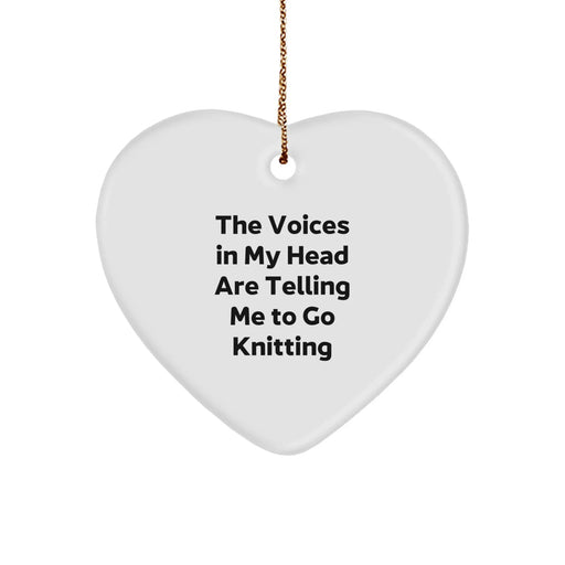 Funny Knitting Quotes Heart Ornaments, Gifts from Family for Knitting Lovers, Christmas Unique Gifts for Women - Image 1