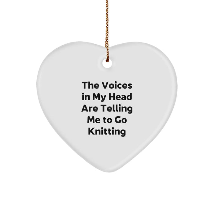 Funny Knitting Quotes Heart Ornaments, Gifts from Family for Knitting Lovers, Christmas Unique Gifts for Women - Image 1