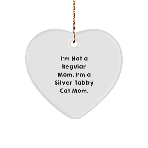 Funny Silver Tabby Cat Heart Ornaments Gifts for Silver Tabby Cat Lovers from Friends, Family at Christmas - Image 1