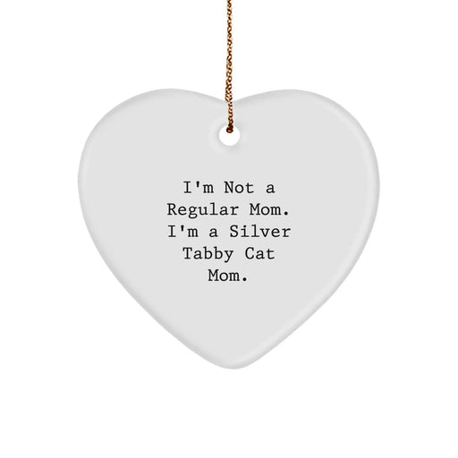 Funny Silver Tabby Cat Mom Gifts, Heart Ornament for Silver Tabby Cat Lovers, Unique Christmas Memorable Presents for Her - Image 1