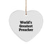 Funny World's Greatest Preacher Gifts for Men, Heart Ornament, 'The World's Greatest' Quote, Christmas Unique Gifts from Friends - Image 1