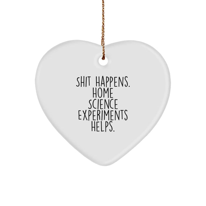 Funny Christmas Unique Gifts from Home Science Experiments Enthusiasts - Heart Ornament, Shit Happens. Home Science Experiments Helps. - Image 1