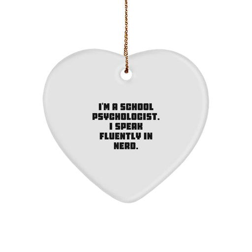 Funny School Psychologist Gifts, Heart Ornament Quote 'genius Speak' for Friends, Gifts from Anyone - Image 1
