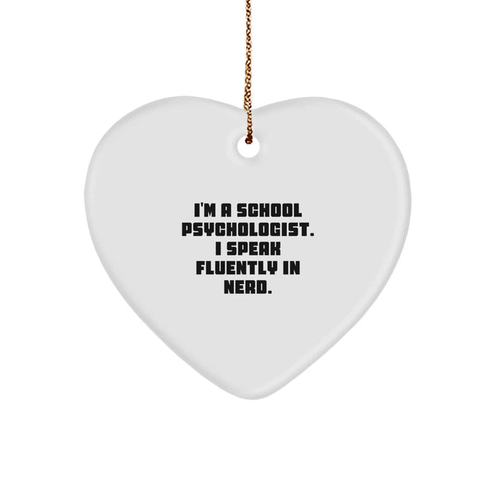 Funny School Psychologist Gifts, Heart Ornament Quote 'genius Speak' for Friends, Gifts from Anyone - Image 1