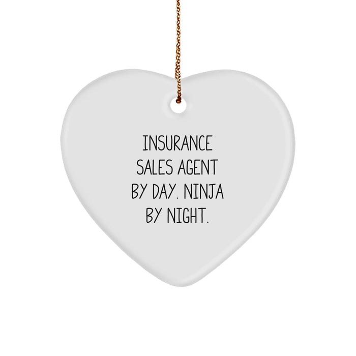 Funny Insurance Sales Agent Gifts Christmas Heart Ornament Quotes for Friends and Family from Men and Women - Image 1