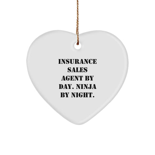 Funny Insurance Sales Agent Gifts for Men, Funny Heart Ornament, Gifts from Friends, Gifts for Insurance Sales Agent By Day. Ninja By Night. - Image 1