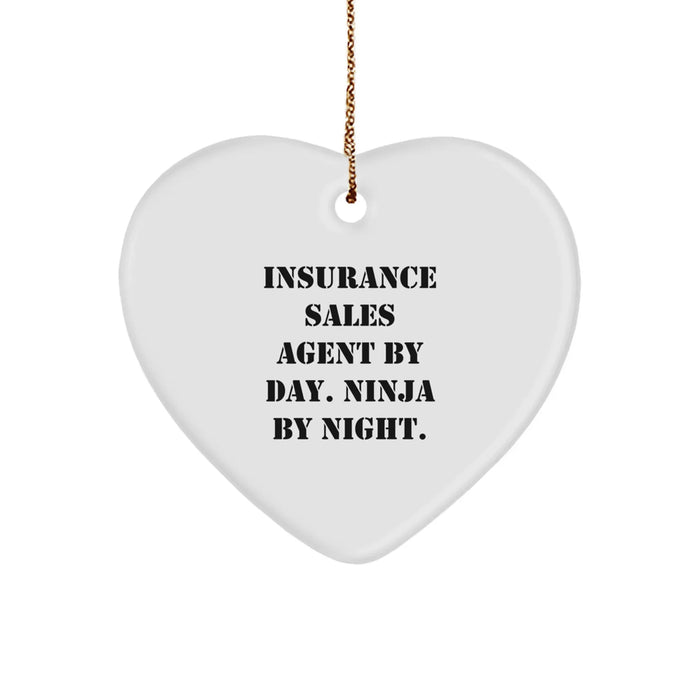 Funny Insurance Sales Agent Gifts for Men, Funny Heart Ornament, Gifts from Friends, Gifts for Insurance Sales Agent By Day. Ninja By Night. - Image 1