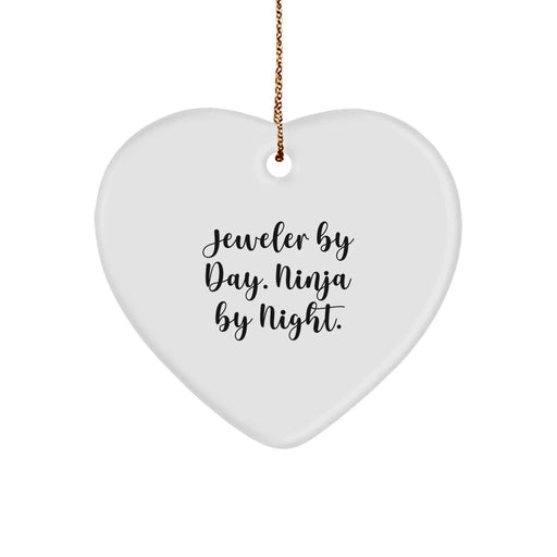 Funny Jeweler Gifts from Men for Women - Heart Ornament By Day. Ninja By Night. Christmas Unique - Image 1