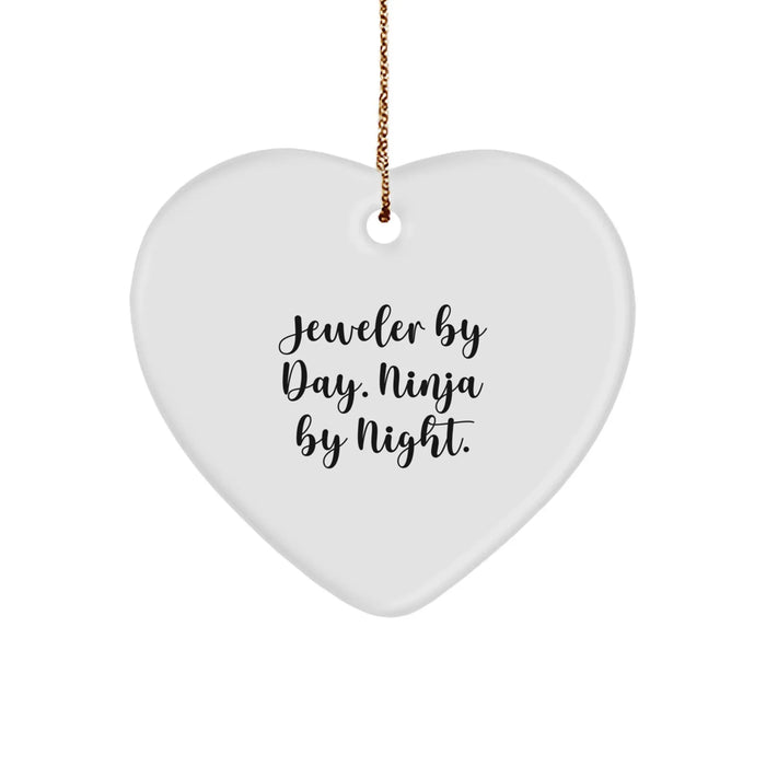 Funny Jeweler Gifts from Men for Women - Heart Ornament By Day. Ninja By Night. Christmas Unique - Image 1