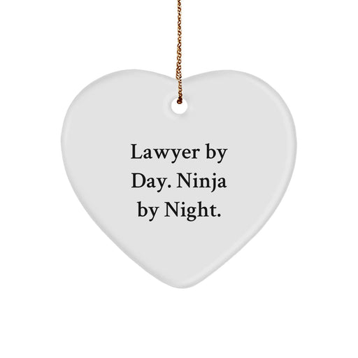 Funny Lawyer Gifts for Christmas, Heart Ornament, Lawyer By Day Ninja By Night, Gifts from Men to Lawyer Colleagues - Image 1