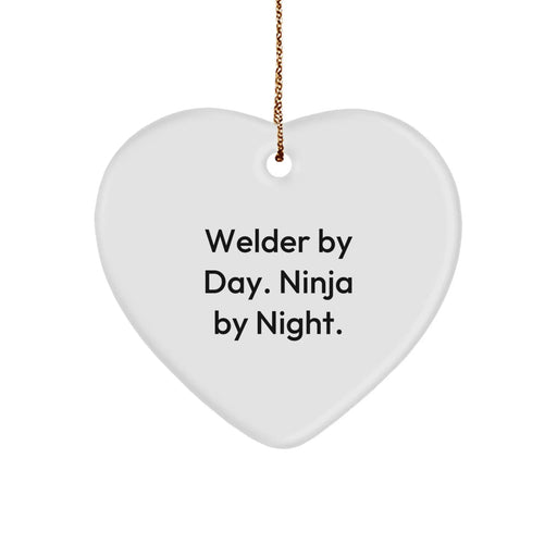 Funny Welder Gifts for Men by Day, Ninja by Night Heart Ornament, Christmas Unique Decorations from Friends or Family - Image 1