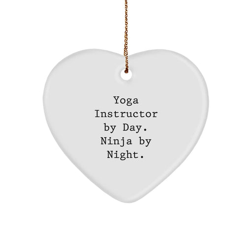 Funny Yoga Instructor Gifts from Men to Women, Heart Ornament, Christmas Unique Gifts for Yoga Instructors By Day Ninja By Night - Image 1