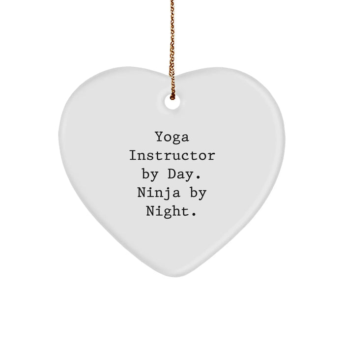 Funny Yoga Instructor Gifts from Men to Women, Heart Ornament, Christmas Unique Gifts for Yoga Instructors By Day Ninja By Night - Image 1