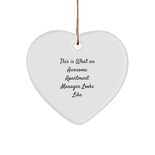 Funny Apartment Manager Gifts from Friends - Heart Ornament This Is What An Awesome Apartment Manager Looks Like, Christmas Unique Gifts for Apartment Managers - Image 1