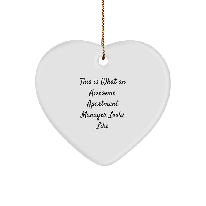 Funny Apartment Manager Gifts from Friends - Heart Ornament This Is What An Awesome Apartment Manager Looks Like, Christmas Unique Gifts for Apartment Managers - Image 1