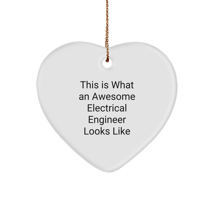 Gifts for Electrical Engineers, Heart Ornaments for Men, Funny Electrical Engineer Christmas Unique Gifts, This 'Is What An Awesome Electrical Engineer Looks Like' Heart Ornament - Image 1