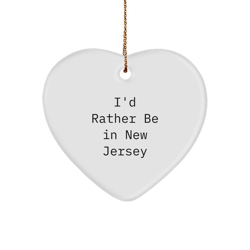 Funny New Jersey Heart Ornament Gifts from Friends, Family, or Coworkers, Perfect for New Jersey Lovers - 'I'd Rather Be In New Jersey' Christmas Decorations - Image 1