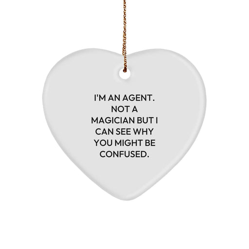 Funny Agent Gifts, Heart Ornament for Agent, Christmas Unique Gifts from Friends, Agent Heart Ornament for Agent, Gifts from Men, Women, Friends, Coworkers, Family - Image 1