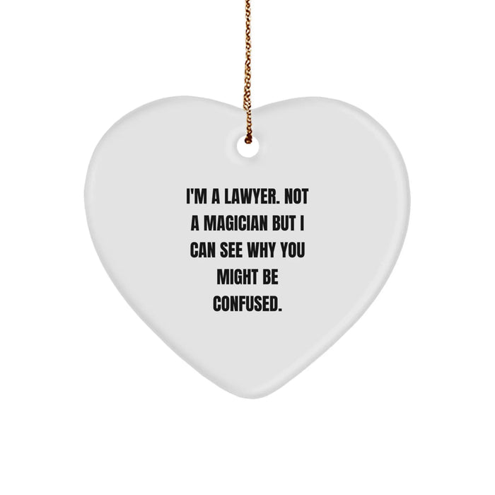 Funny Lawyer Gifts from Friends, Husband, Mom, or Dad - Heart Ornament for Lawyer Men, Women, Coworkers, Family on Christmas Unique - Image 1