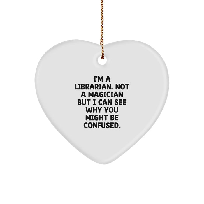 Funny Librarian Gifts for Him or Her, Heart Ornament I'm A Librarian Gifts from Friends, Unique Christmas Unique Gifts for Librarian Men or Women - Image 1