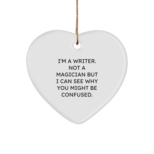 Funny Writer Gifts for Men from Friends, Writer Heart Ornament with 'I'm A Writer' Quote, Christmas Unique Christmas Unique Gifts for Family - Image 1