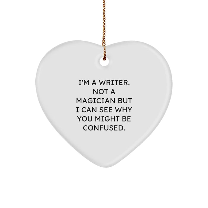 Funny Writer Gifts for Men from Friends, Writer Heart Ornament with 'I'm A Writer' Quote, Christmas Unique Christmas Unique Gifts for Family - Image 1