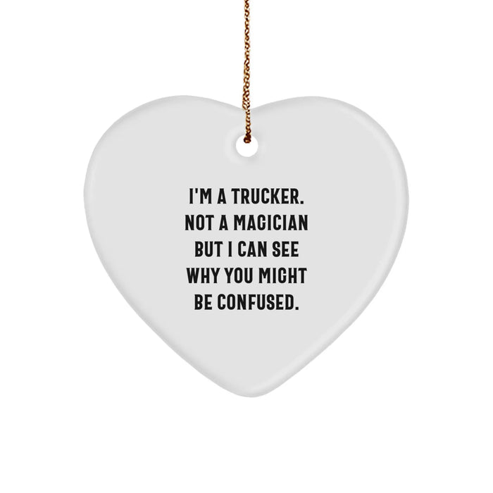 Funny Trucker Heart Ornament Gifts from Men to Trucker Friends during Christmas Season - Image 1