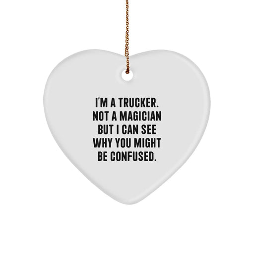 Funny Trucker Gifts from Friends, Personalized Heart Ornament for Men, Unique Christmas Unique Gifts for Trucker - Image 1