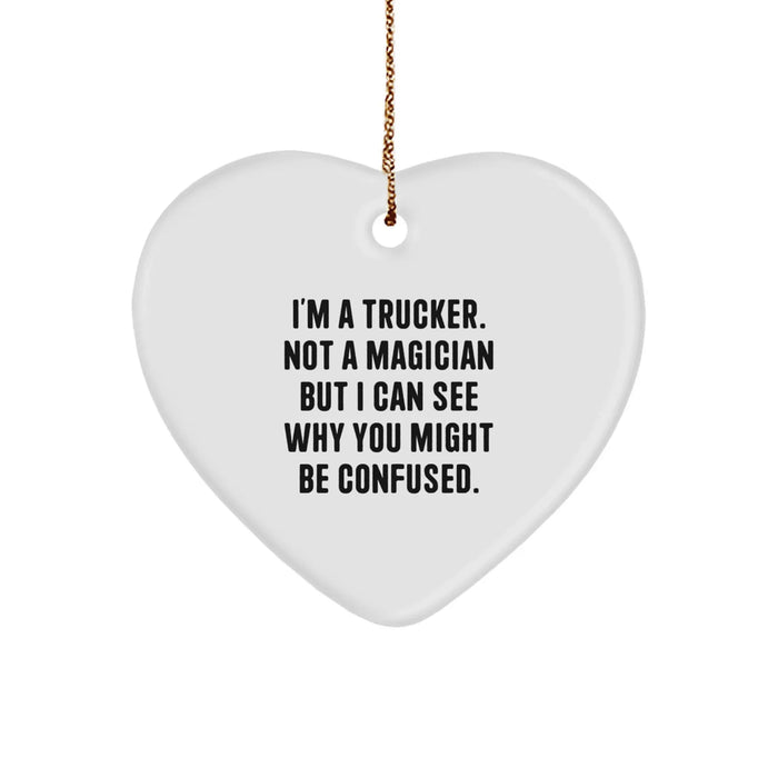 Funny Trucker Gifts from Friends, Personalized Heart Ornament for Men, Unique Christmas Unique Gifts for Trucker - Image 1