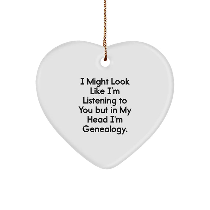 Genealogy Heart Ornament, Funny Quote Gifts from Men or Women for Genealogy Enthusiasts, Unique Christmas Unique Gift - Image 1