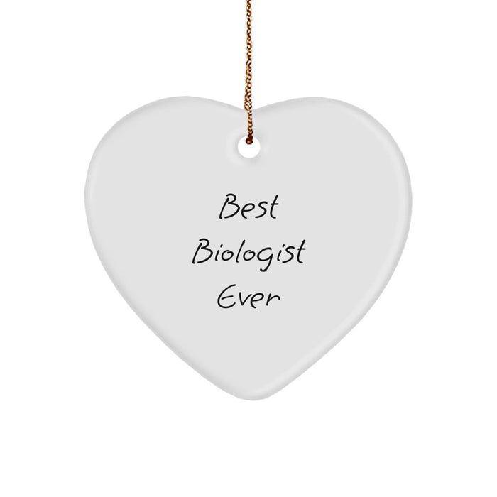 Funny 'Best Biologist Ever' Heart Ornament Gifts from Friends for Biologist Men Christmas Unique Gifts - Image 1