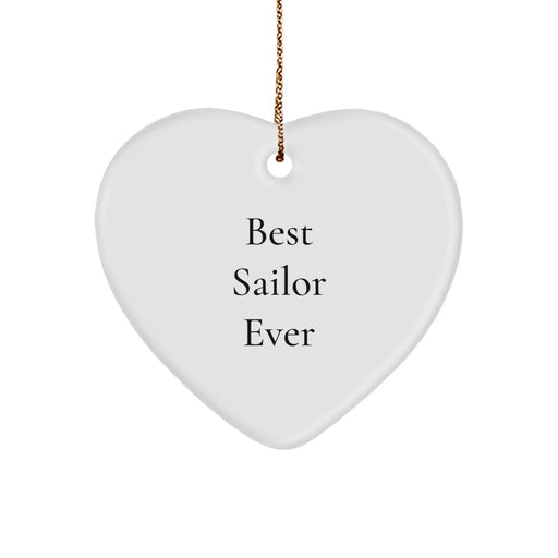 Funny Sailor Christmas Unique Gift for Men - Heart Ornament 'Best Sailor Ever' from Friend - Image 1