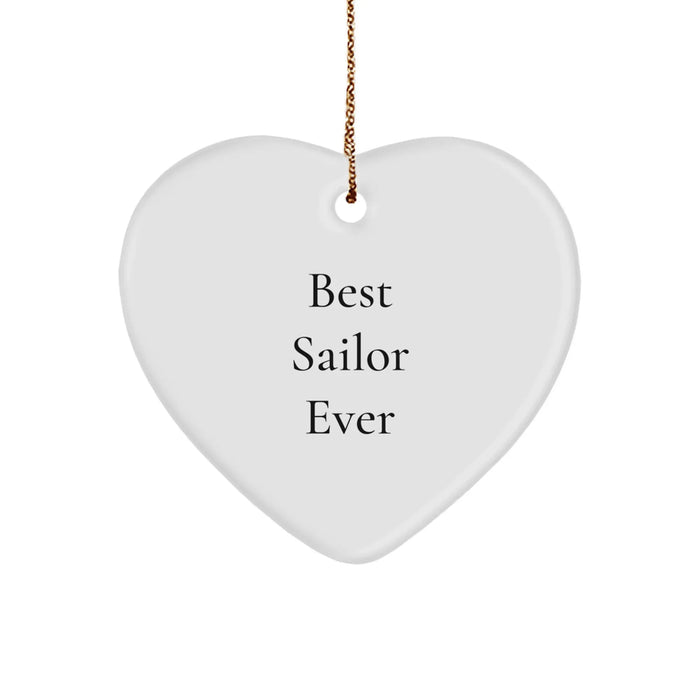 Funny Sailor Christmas Unique Gift for Men - Heart Ornament 'Best Sailor Ever' from Friend - Image 1
