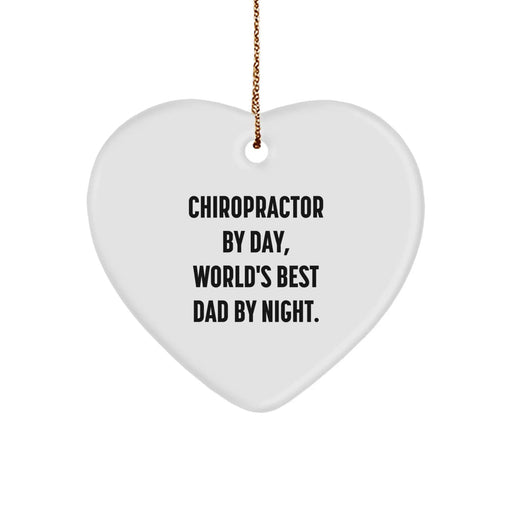 Funny Chiropractor Gifts by Day, World's Best Dad Christmas Heart Ornament - Chiropractor - Image 1