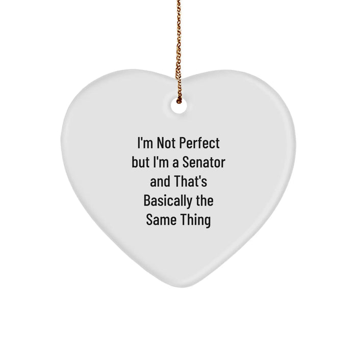 Funny Senator Gifts, Heart Ornament Christmas Unique Gifts from Men, Women, Friends, Coworkers, Family to Senator, Men, Women, Friends, Coworkers, Family - I'm Not Perfect Quote - Image 1