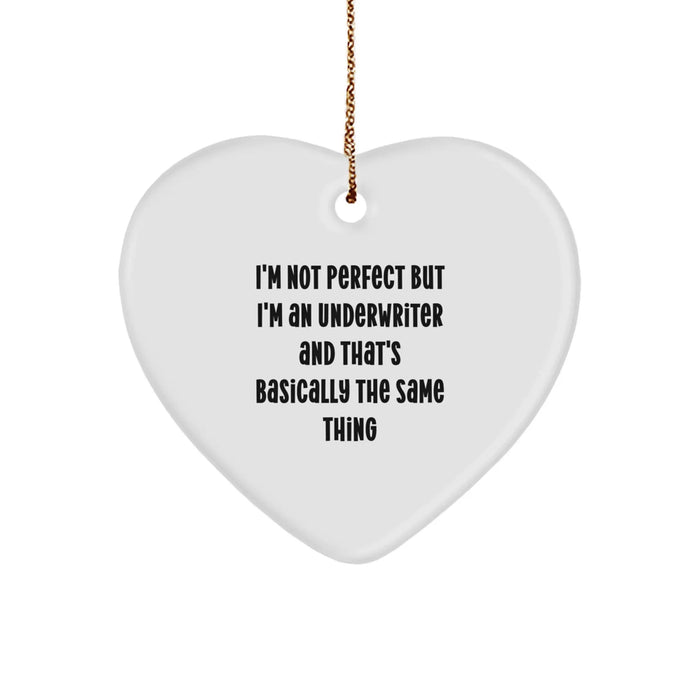 Funny Heart Ornament Gifts from Underwriter to Friends, Underwriter Christmas Unique Gifts, Heart Shaped Underwriter Ornament with Gold Cord - Image 1