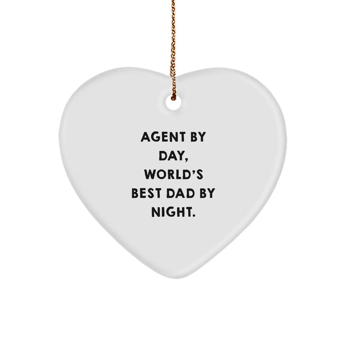 Funny Agent By Day Heart Ornament, Gifts from Men for Agent, Unique Christmas Unique Gifts for Him - Image 1