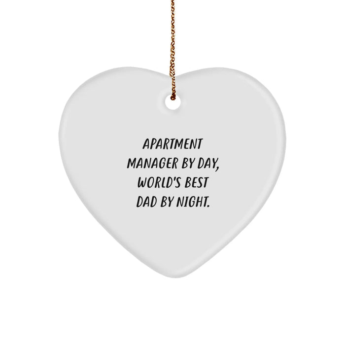 Heart-Shaped Apartment Manager Gifts from Men to Christmas Unique Gifts, 'Apartment Manager By Day, World's Best Dad By Night.' - Image 1