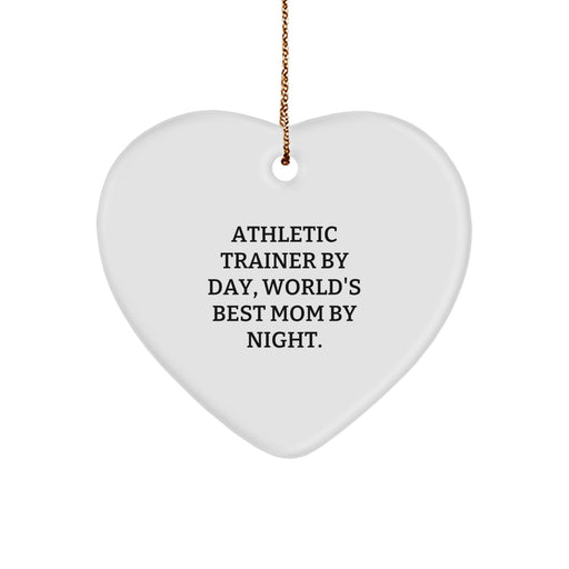 Athletic Trainer Gifts from Family, Heart Ornament for Christmas, 'By Day, World's Best Mom By Night.' - Image 1