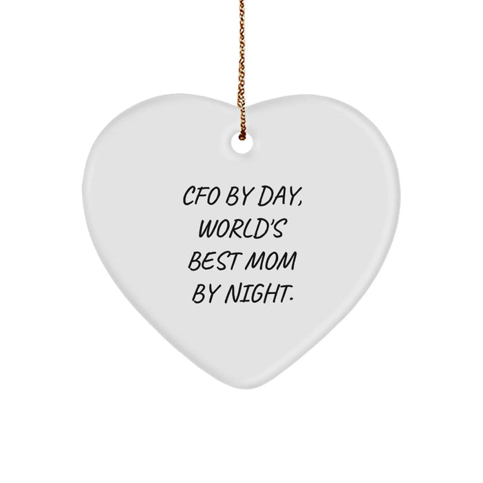 CFO Gifts from Men, CFO Heart Ornament, 'Cfo By Day, World's Best Mom By Night.' for Christmas Unique Gifts - Image 1