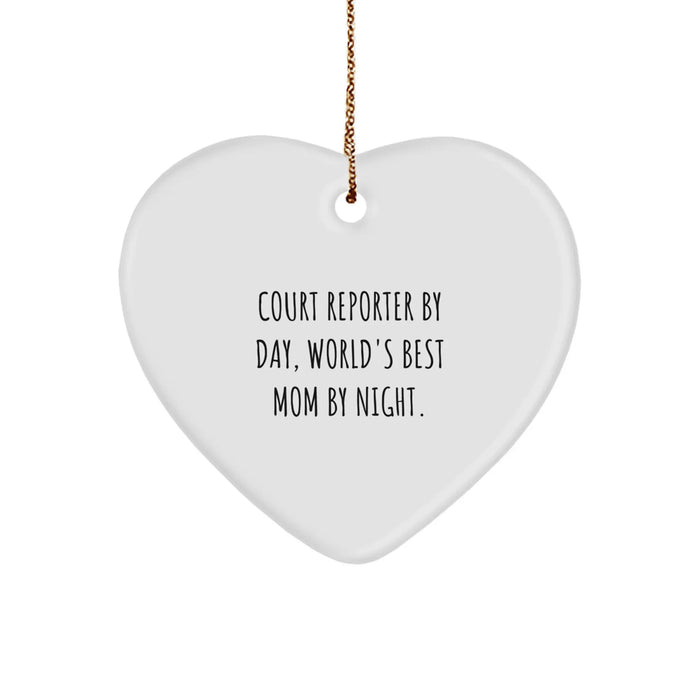 Court Reporter Gifts, Funny Heart Ornament for Family, Gifts from Mom to Court Reporter, Court Reporter Christmas Unique Gifts - Image 1