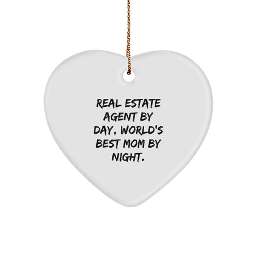 Funny Real Estate Agent Gifts from Mom Unique Heart Ornaments Christmas Memorable Presents for Real Estate Agent By Day - Image 1