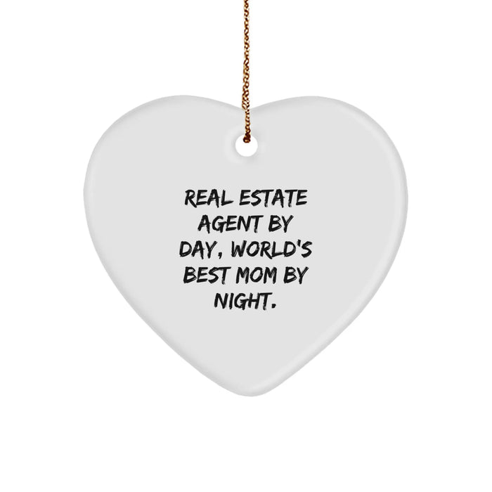 Funny Real Estate Agent Gifts from Mom Unique Heart Ornaments Christmas Memorable Presents for Real Estate Agent By Day - Image 1