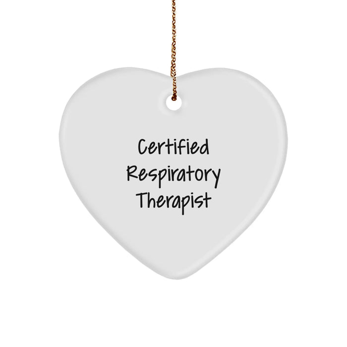 Funny Certified Respiratory Therapist Gifts from Friends for Christmas Heart Ornament Quote: 'I'm Breathe-ing Easy with a Little Help from My Friends' - Image 1